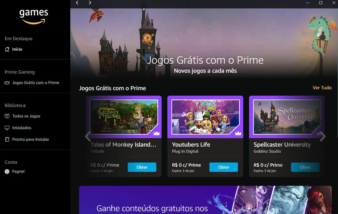 Prime: jogos gratuitos todos os meses!