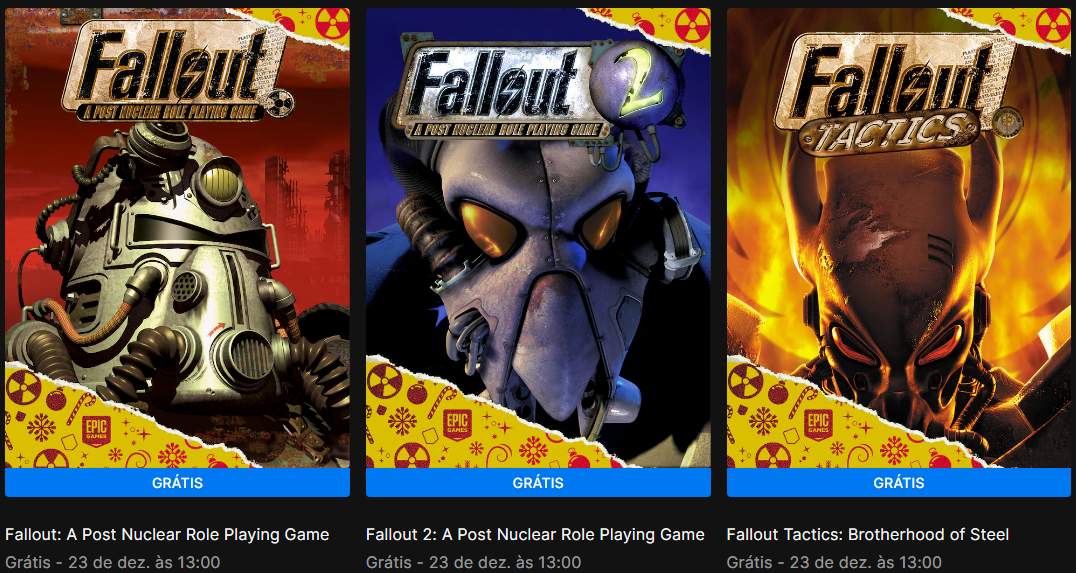Corra! Epic Games liberou TRÊS jogos grátis da série Fallout