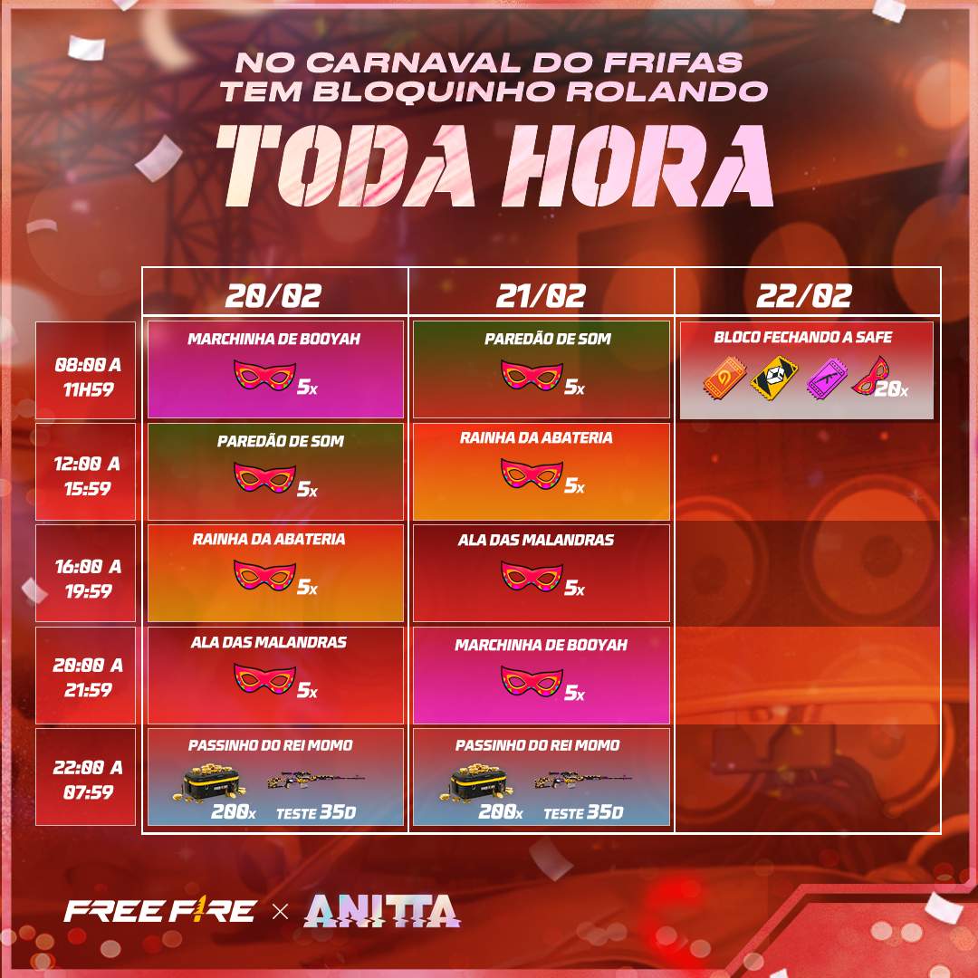 Bloquinhos de recompensas e Anitta chegam ao Carnaval do Free Fire - Drops  de Jogos