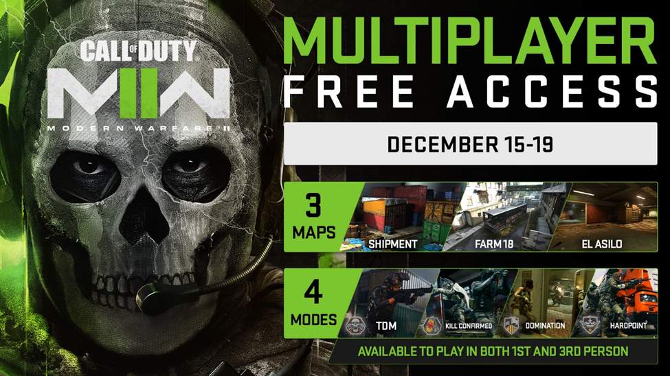 Cinco dias de acesso gratuito para jogar o Multijogador de graça em Call of  Duty: Modern Warfare II por tempo limitado entre 16 e 20 de março — Call of  Duty: Modern