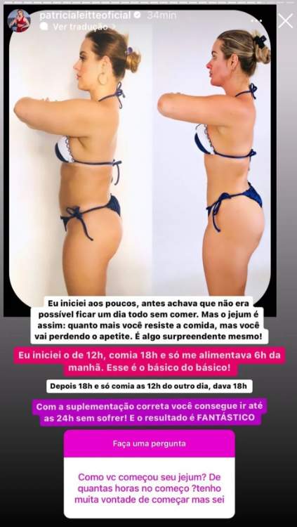 Jejum intermitente funciona? Ex BBB choca antes e depois: comer